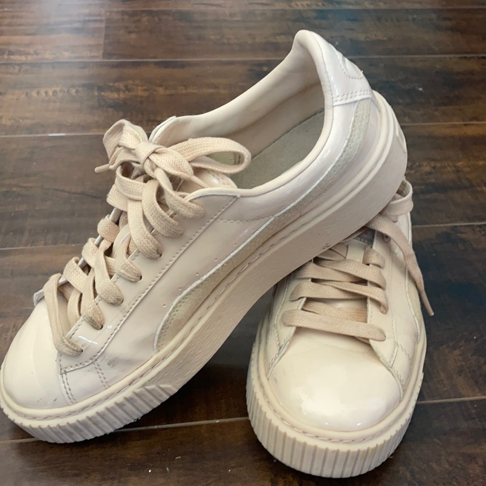 Rihanna x Puma cream patent leather creepers